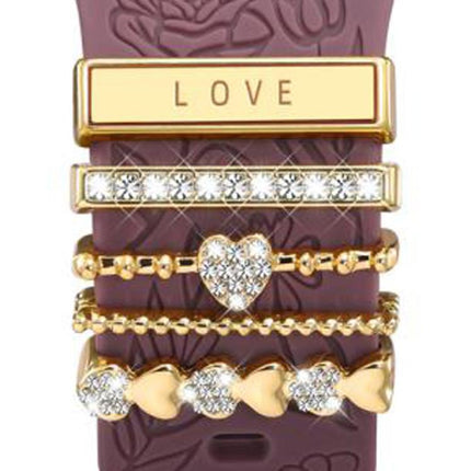 21mm Width Smart Watch Band Decorative Ring Metal Accessories, LOVE Gold, Infinite Love Heart Rose Gold, Dog Paw Rose Gold - DealBuddy