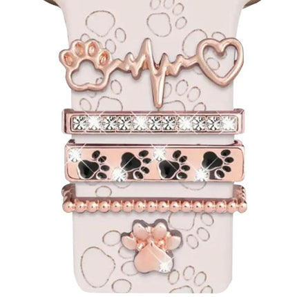 21mm Width Smart Watch Band Decorative Ring Metal Accessories, LOVE Gold, Infinite Love Heart Rose Gold, Dog Paw Rose Gold - DealBuddy