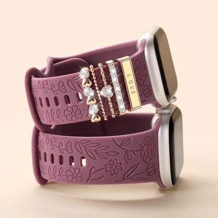 21mm Width Smart Watch Band Decorative Ring Metal Accessories, LOVE Gold, Infinite Love Heart Rose Gold, Dog Paw Rose Gold - DealBuddy