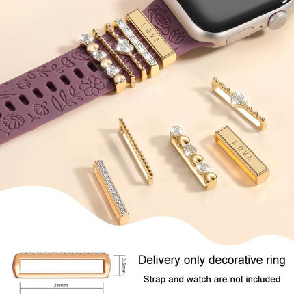 21mm Width Smart Watch Band Decorative Ring Metal Accessories, LOVE Gold, Infinite Love Heart Rose Gold, Dog Paw Rose Gold - DealBuddy