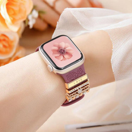 21mm Width Smart Watch Band Decorative Ring Metal Accessories, LOVE Gold, Infinite Love Heart Rose Gold, Dog Paw Rose Gold - DealBuddy
