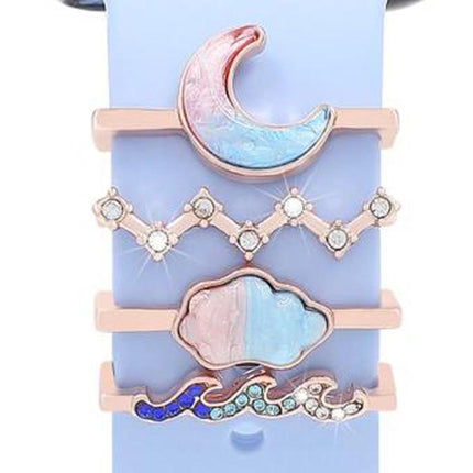 4pcs / Set 22mm Width Smart Watch Band Decorative Ring Metal Accessories