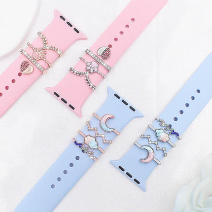 4pcs / Set 22mm Width Smart Watch Band Decorative Ring Metal Accessories