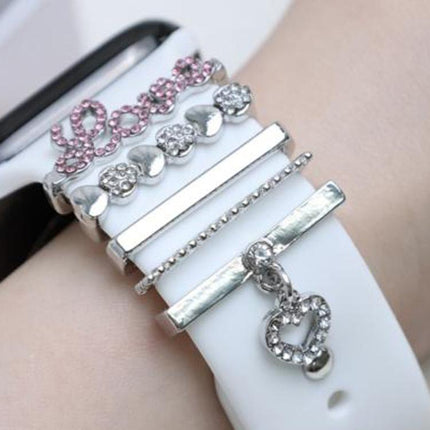 5pcs / Set 21mm Width Smart Watch Band LOVE Letter Decorative Ring Metal Accessories - DealBuddy