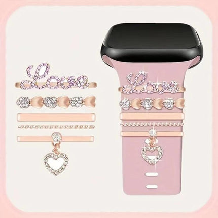 5pcs / Set 21mm Width Smart Watch Band LOVE Letter Decorative Ring Metal Accessories - DealBuddy
