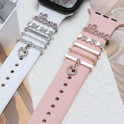 5pcs / Set 21mm Width Smart Watch Band LOVE Letter Decorative Ring Metal Accessories - DealBuddy