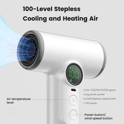 Wireless Hair Dryer With 30,000 RPM High-Speed Motor, 100-Level Adjustable Cool/Warm Air, 15600mAh Long-Lasting Battery - DealBuddy