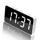 LED Mirror Digital Clock with Type-C Charging Port & 18650 Battery Compartment (Battery Not Included)