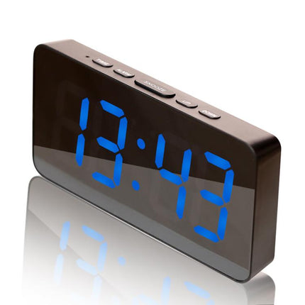 LED Mirror Digital Clock with Type-C Charging Port & 18650 Battery Compartment (Battery Not Included)