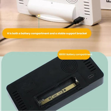 LED Mirror Digital Clock with Type-C Charging Port & 18650 Battery Compartment (Battery Not Included)