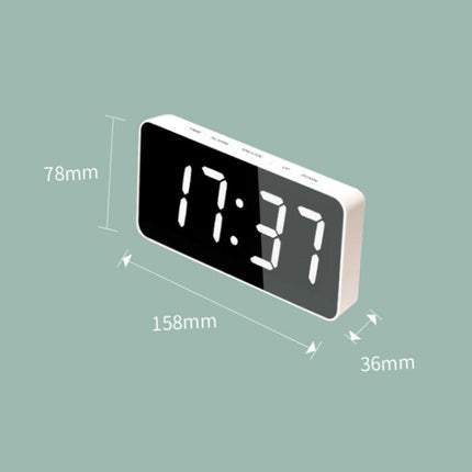 LED Mirror Digital Clock with Type-C Charging Port & 18650 Battery Compartment (Battery Not Included)