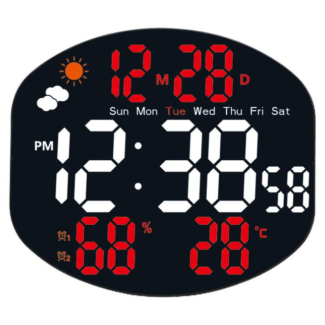 Digital Wall Clock Weather Station Forecast TEMP Humidity 2 Alarm Table Clock With Remote Control