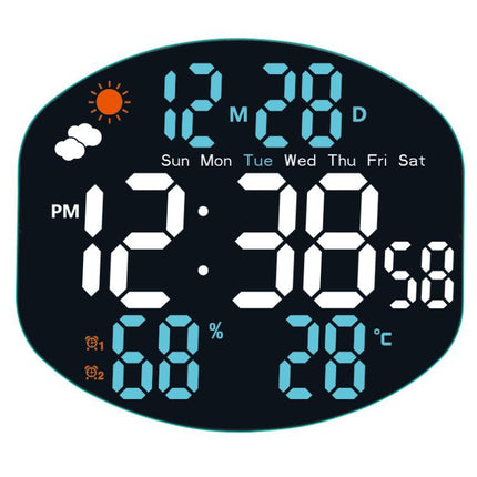 Digital Wall Clock Weather Station Forecast TEMP Humidity 2 Alarm Table Clock With Remote Control
