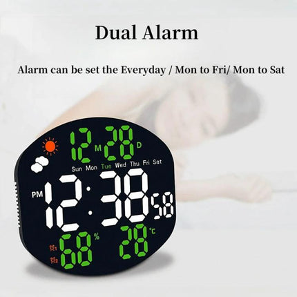 Digital Wall Clock Weather Station Forecast TEMP Humidity 2 Alarm Table Clock With Remote Control