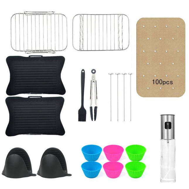 Air Fryer Accessories Set Airfryer Mold Liner Reusable Oven Grill Baking Rack, 20 In 1, 22 In 1, 25 In 1 - DealBuddy