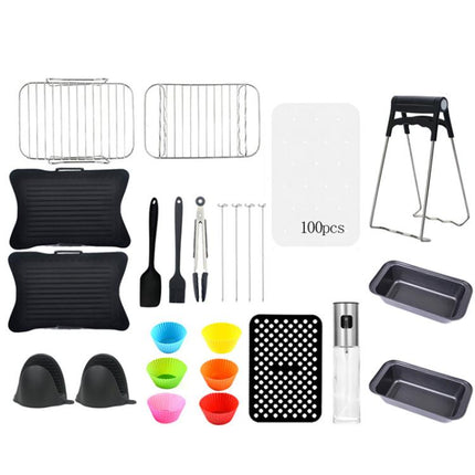 Air Fryer Accessories Set Airfryer Mold Liner Reusable Oven Grill Baking Rack