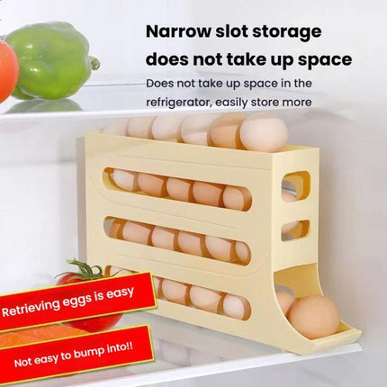 2pcs Kitchen Eggs Organizer 4-layer Slide Refrigerator Eggs Rack Automatic Rolling Tray Drop-proof Carton