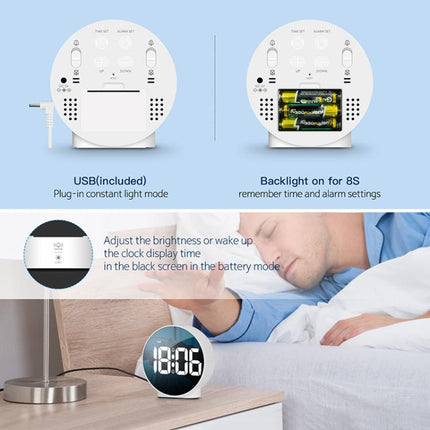 EDUP EH-8816 Simple Digital Electronic Clock Night Light Battery Plug-in Dual Power Mode Alarm Clock