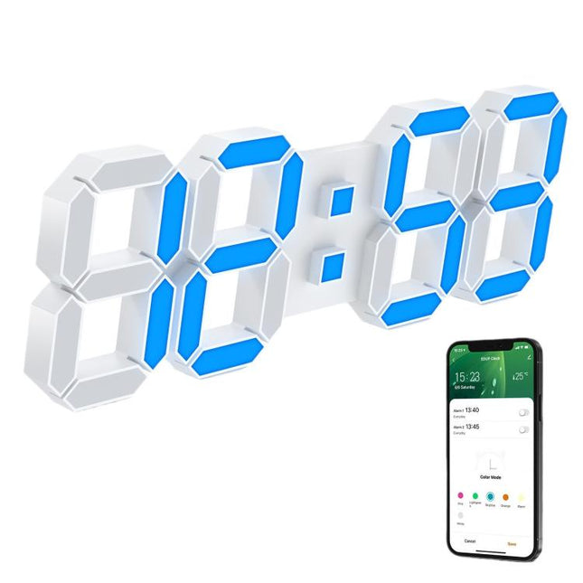 APP Remote Control 3D Led Wall Digital Color Clock Alarm /Date/Temp Display Wall & Table Clock