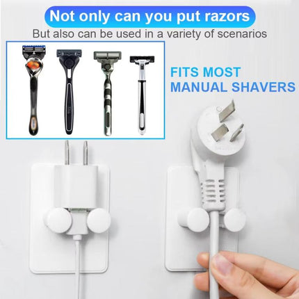 3pcs /Pack Wall-Mounted No-Drill Shaver Organizer Manual/Safety Razor Hook