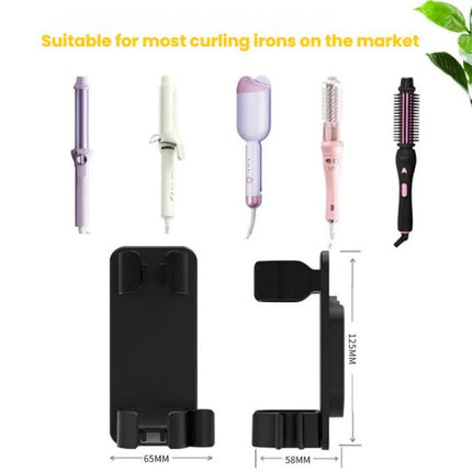 Bathroom Wall-Mounted Curling Iron Organizer Holder with Adjustable Clamps Built-In Cord Wrap