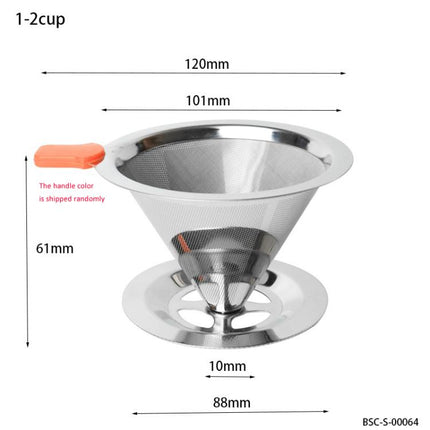V60 Stainless Steel Coffee Filter with Base for Pour Over Brewing, 1-2 Cups 300-mesh, 1-3 Cups  300-mesh, 1-4 Cups 300-mesh, 1-4 Cups 600-mesh, 1-6 Cups 600-mesh, 1-8 Cups 300-mesh - DealBuddy