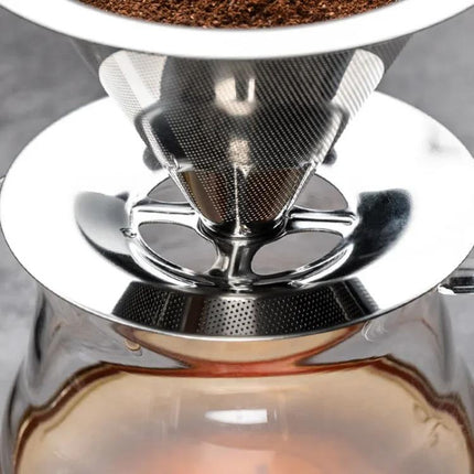 V60 Stainless Steel Coffee Filter with Base for Pour Over Brewing, 1-2 Cups 300-mesh, 1-3 Cups  300-mesh, 1-4 Cups 300-mesh, 1-4 Cups 600-mesh, 1-6 Cups 600-mesh, 1-8 Cups 300-mesh - DealBuddy