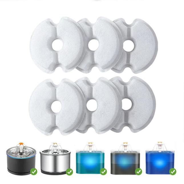 6pcs /Pack Cat Dog Pet Water Fountain Filter Multiple Filtration Pet Water Fountain Replacement Filters, Notched Round - DealBuddy