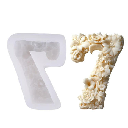 Flower Digital Aromatherapy Candle Silicone Mold DIY Diffuser Ornament Three-dimensional Digital Plaster Mold
