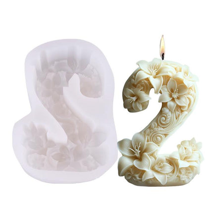 Flower Digital Aromatherapy Candle Silicone Mold DIY Diffuser Ornament Three-dimensional Digital Plaster Mold
