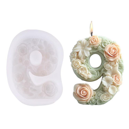 Flower Digital Aromatherapy Candle Silicone Mold DIY Diffuser Ornament Three-dimensional Digital Plaster Mold