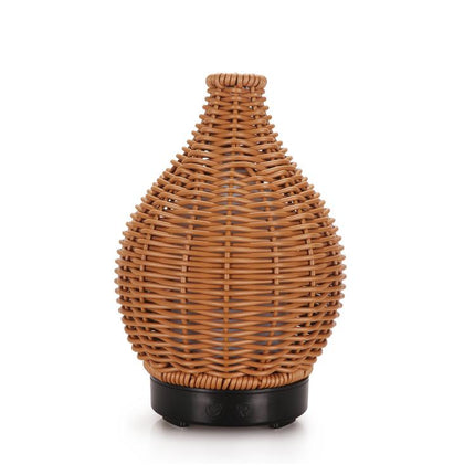100ML Hollow Rattan Ultrasonic Humidifier & Aromatherapy Diffuser with 7-Color LED Lights, 5V USB, 24V EU Plug - DealBuddy