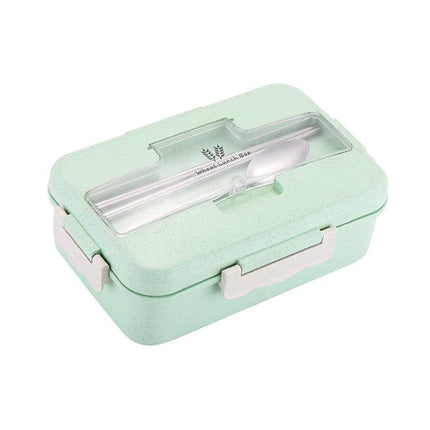 Plastic Split Microwaveable Oven Lunch Box With Stainless Steel Tableware - DealBuddy