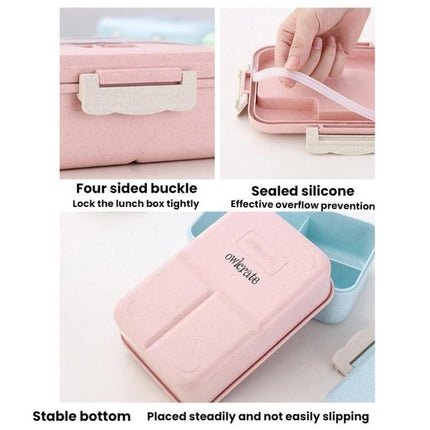 Plastic Split Microwaveable Oven Lunch Box With Stainless Steel Tableware - DealBuddy