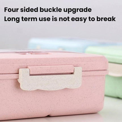 Plastic Split Microwaveable Oven Lunch Box With Stainless Steel Tableware - DealBuddy