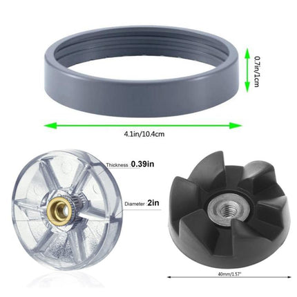 For Nutribullet 600W 900W Blender Juicer Replacement Parts, 3pcs Black Rubber Gear, 3pcs Motor Top Base Gear, 10pcs Shock Pad, 3pcs Cup Ring - DealBuddy