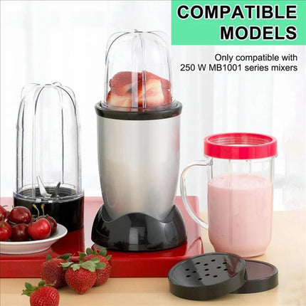 For Magic Bullet 250W Juicer Blender Replacement Parts, Cross Blade, Flat Blade, 12 oz Cup, 16 oz Cup, 3pcs Flat Lid, 10pcs Shockproof Pad, 6pcs Sealing Ring - DealBuddy