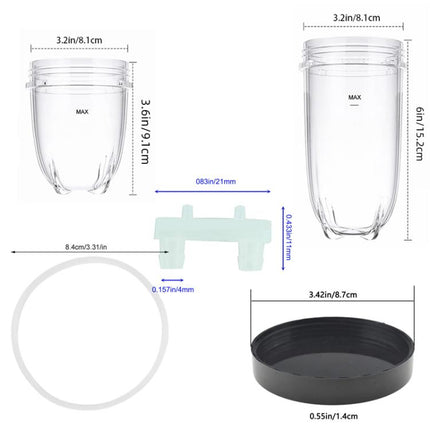 For Magic Bullet 250W Juicer Blender Replacement Parts, Cross Blade, Flat Blade, 12 oz Cup, 16 oz Cup, 3pcs Flat Lid, 10pcs Shockproof Pad, 6pcs Sealing Ring - DealBuddy