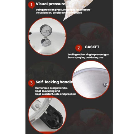 32cm/23L Pressure Cooker Induction & Gas Stove Compatible Aluminum Alloy Straight Body Design & Built-in Gauge