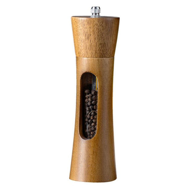 8 inch Acrylic Pepper Grinder Pagoda-shaped Wooden Kitchen Pepper Mill