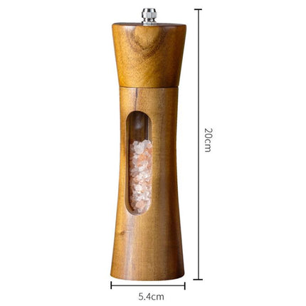 8 inch Acrylic Pepper Grinder Pagoda-shaped Wooden Kitchen Pepper Mill