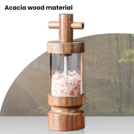 7 inch Manual Black Pepper Wood Grinder Transparent Acrylic Pepper Seasoning Bottle, Single With Box, Double+Base+Spoon+Steel Brush+Black Brush - DealBuddy