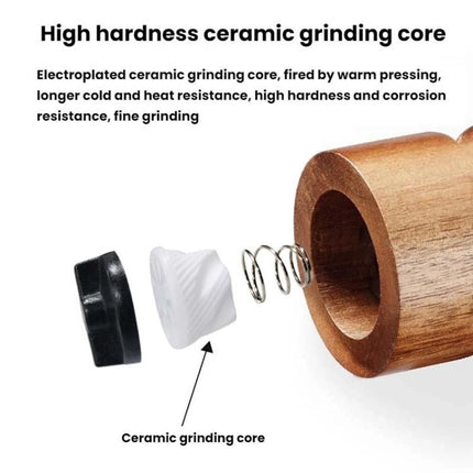 7 inch Manual Black Pepper Wood Grinder Transparent Acrylic Pepper Seasoning Bottle, Single With Box, Double+Base+Spoon+Steel Brush+Black Brush - DealBuddy