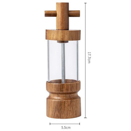 7 inch Manual Black Pepper Wood Grinder Transparent Acrylic Pepper Seasoning Bottle, Single With Box, Double+Base+Spoon+Steel Brush+Black Brush - DealBuddy