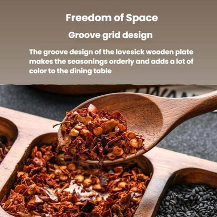 Solid Wood Dipping Dish Beef Barbecue Hot Pot Kimchi Flavor Snack Plate, 2 Grid, 3 Grid, 4 Grid - DealBuddy