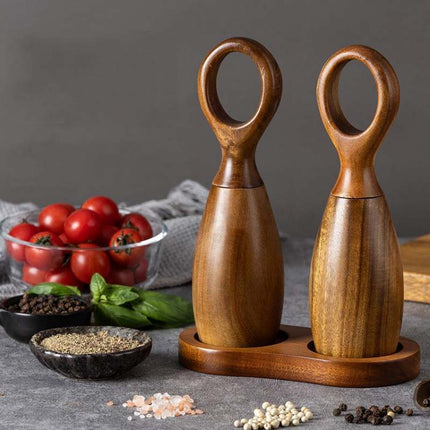 7 Inch Manual Acacia Wood Ceramic Core Grinder Multi Purpose Grinder, Single, Double+Base - DealBuddy