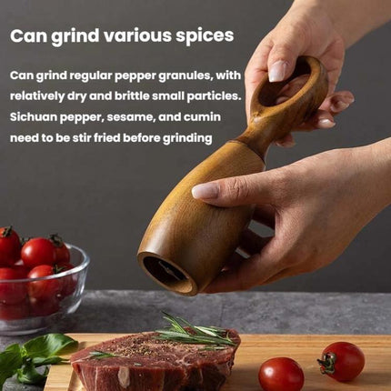 7 Inch Manual Acacia Wood Ceramic Core Grinder Multi Purpose Grinder, Single, Double+Base - DealBuddy