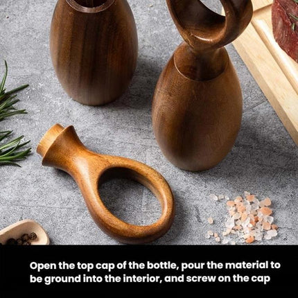 7 Inch Manual Acacia Wood Ceramic Core Grinder Multi Purpose Grinder, Single, Double+Base - DealBuddy