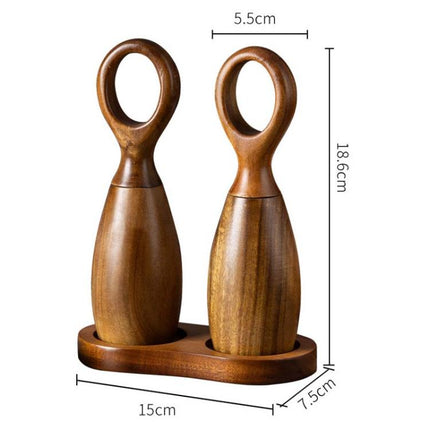 7 Inch Manual Acacia Wood Ceramic Core Grinder Multi Purpose Grinder, Single, Double+Base - DealBuddy