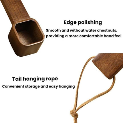 Solid Wood Square Coffee Spoon Measuring Seasoning Scoop Teaspoon, Short Handle, Long Handle - DealBuddy